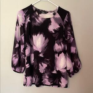 Simply Vera Floral Black and Purple Women's Top